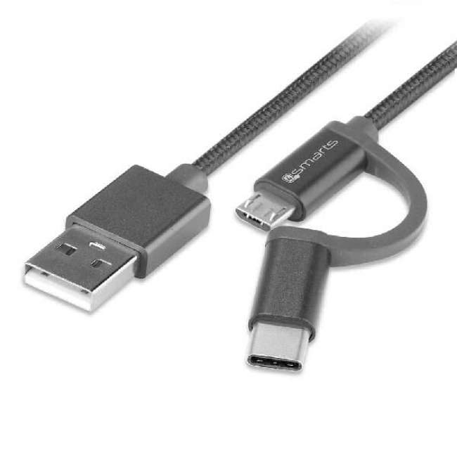 Priser på 4smarts USB type-C & micro-USB data cable combocord 2m