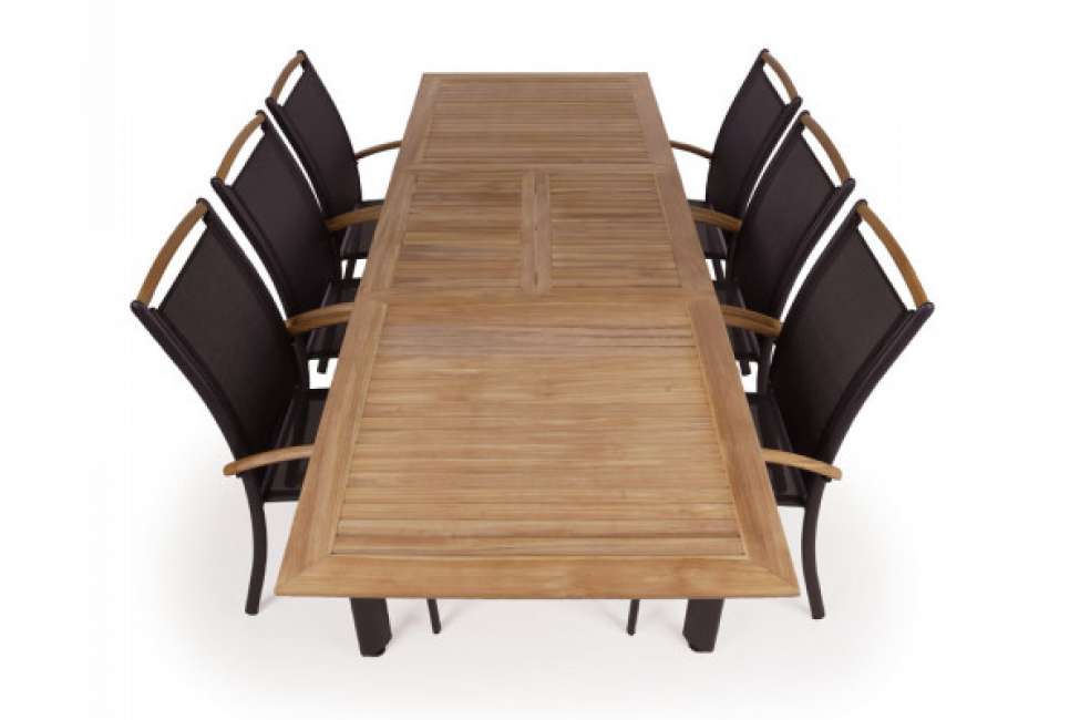 Priser på Dina Havemøbelsæt m/6 Stabelstole - 100x200/280 cm