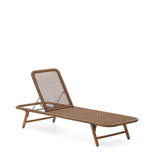 Priser på KAVE HOME Dandara liggestol - beige snor, akacietræ og stålkonstruktion (195x63)
