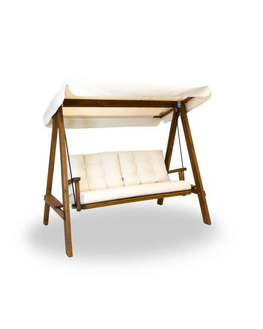 Priser på NORDVÄRK Pera 2000 udendørs dobbelt hængesofa - beige polyester stof og grantræ