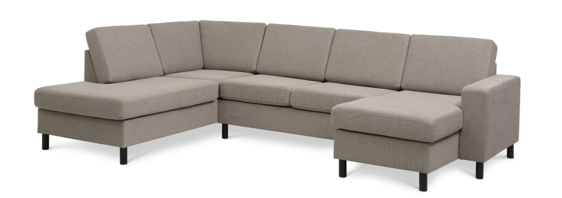 Priser på Pan set 4 U OE left sofa med chaiselong - antelope beige polyester stof og sort træ